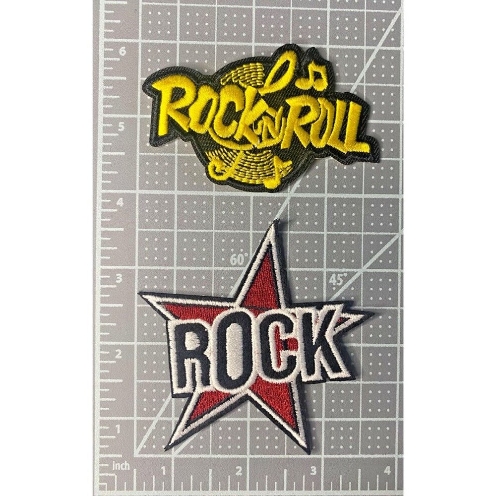 (2) Rock N Roll + Rock Star 3.5in Patch Iron / Sew-On